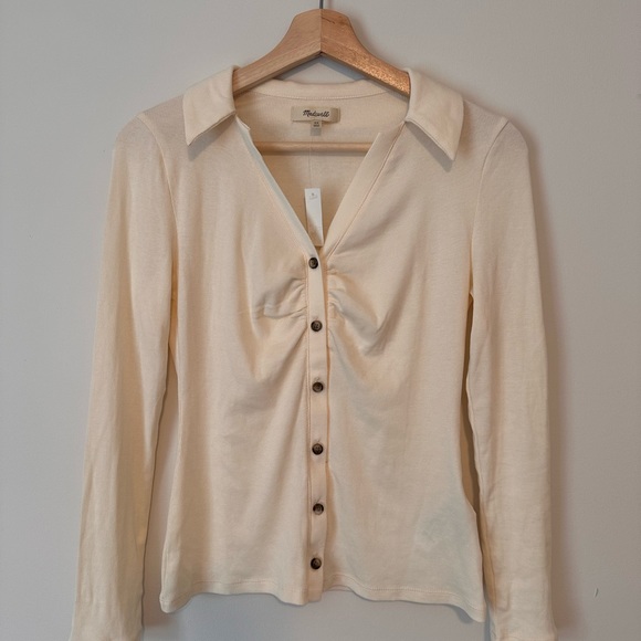 NWT Madewell ribbed collar cardigan in ivory. Size XS - Picture 3 of 4